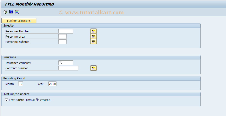 SAP TCode PC00_M44_TYEL0 - TYEL Monthly Reporting