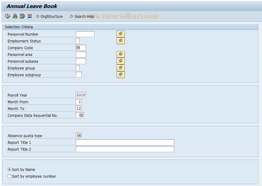 SAP TCode PC00_M45_ANNB - Annual Leave Book