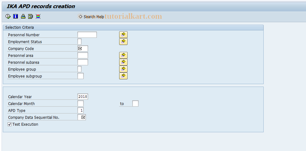 SAP TCode PC00_M45_APD0 - IKA APD records creation