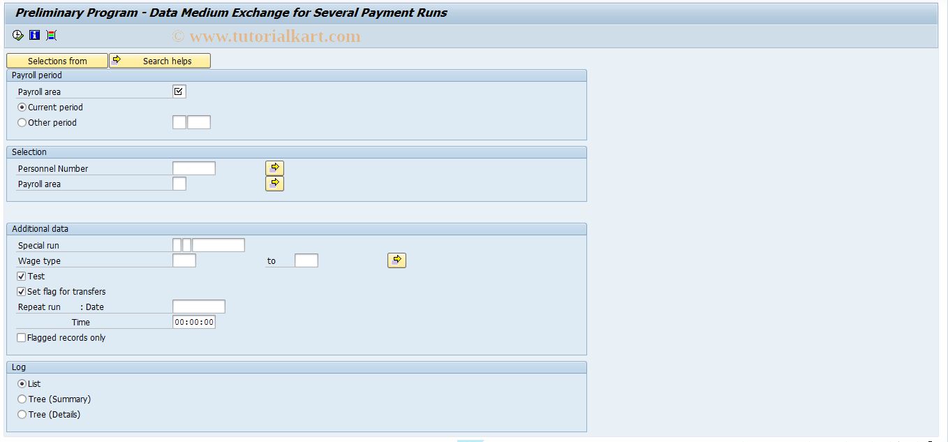 SAP TCode PC00_M45_CDTA - Preliminary Program - DME