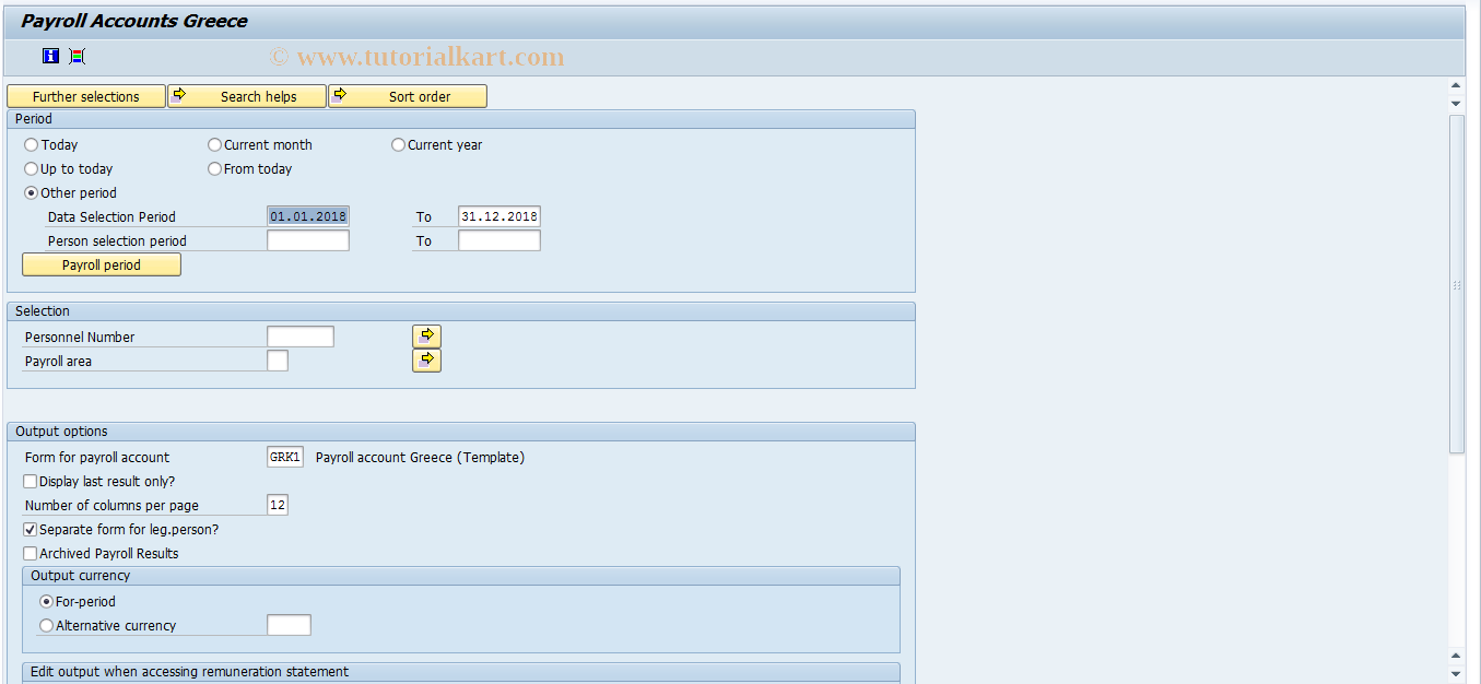 SAP TCode PC00_M45_CKTO - Payroll Accounts