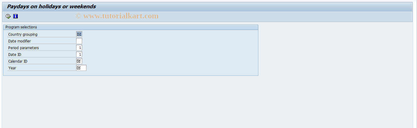 SAP TCode PC00_M45_HCK00 - Paydays on Holidays or Weekends