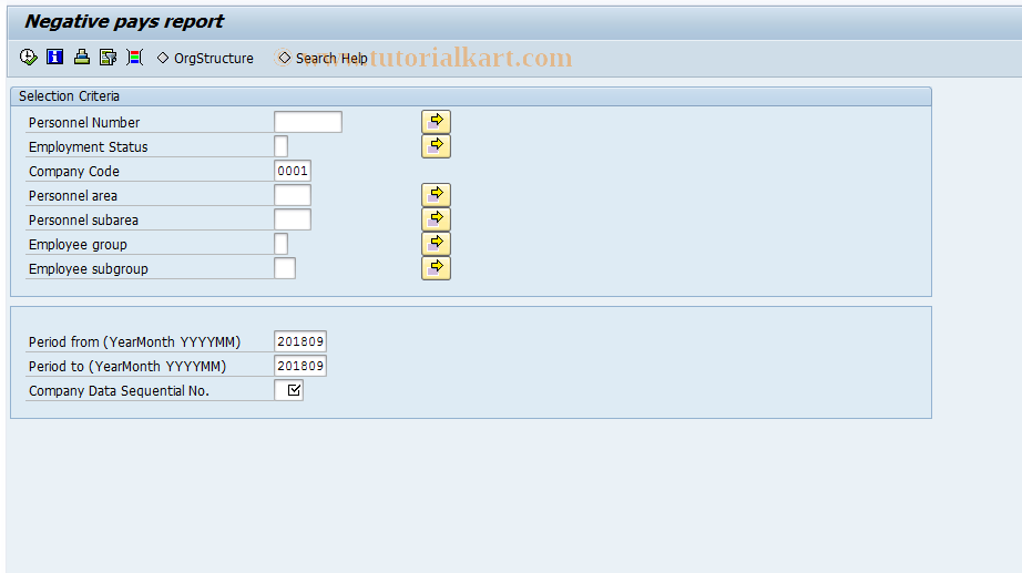 SAP TCode PC00_M45_NEG0 - Negative Pays report