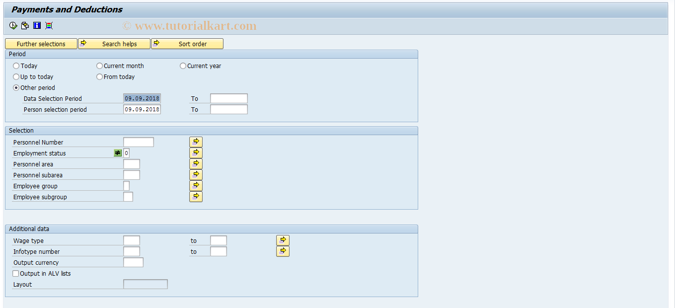 SAP TCode PC00_M45_PAY00 - Payments and Deductions