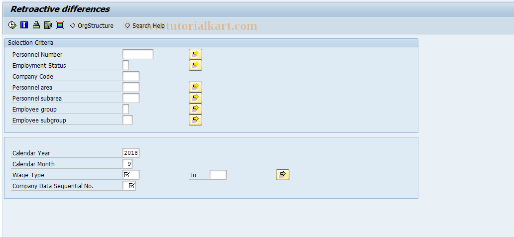 SAP TCode PC00_M45_RET0 - Retroactive Differences