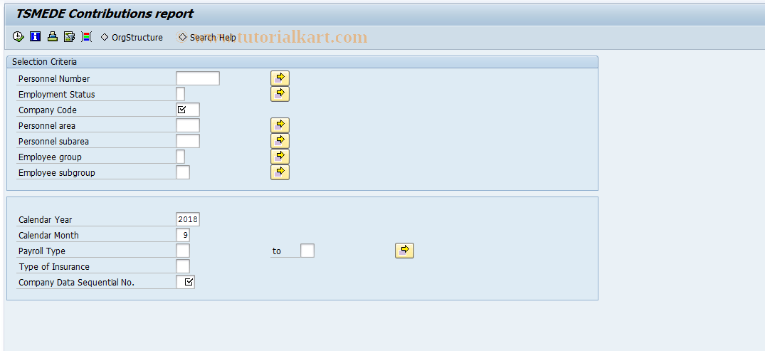 SAP TCode PC00_M45_TSM0 - TSMEDE Contributions report