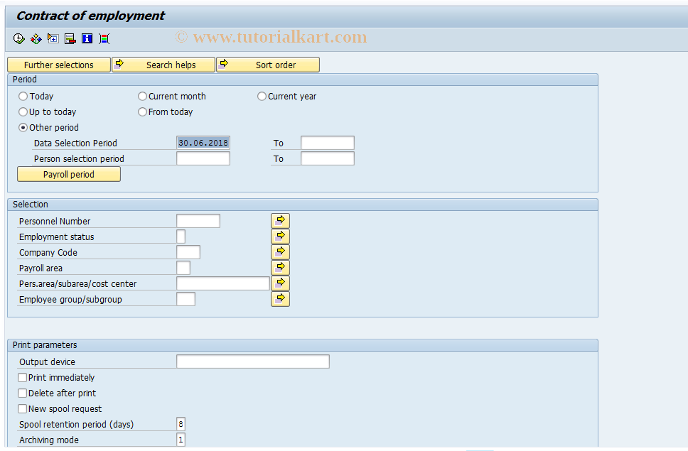 SAP TCode PC00_M46_AWST0 - Contract of employment