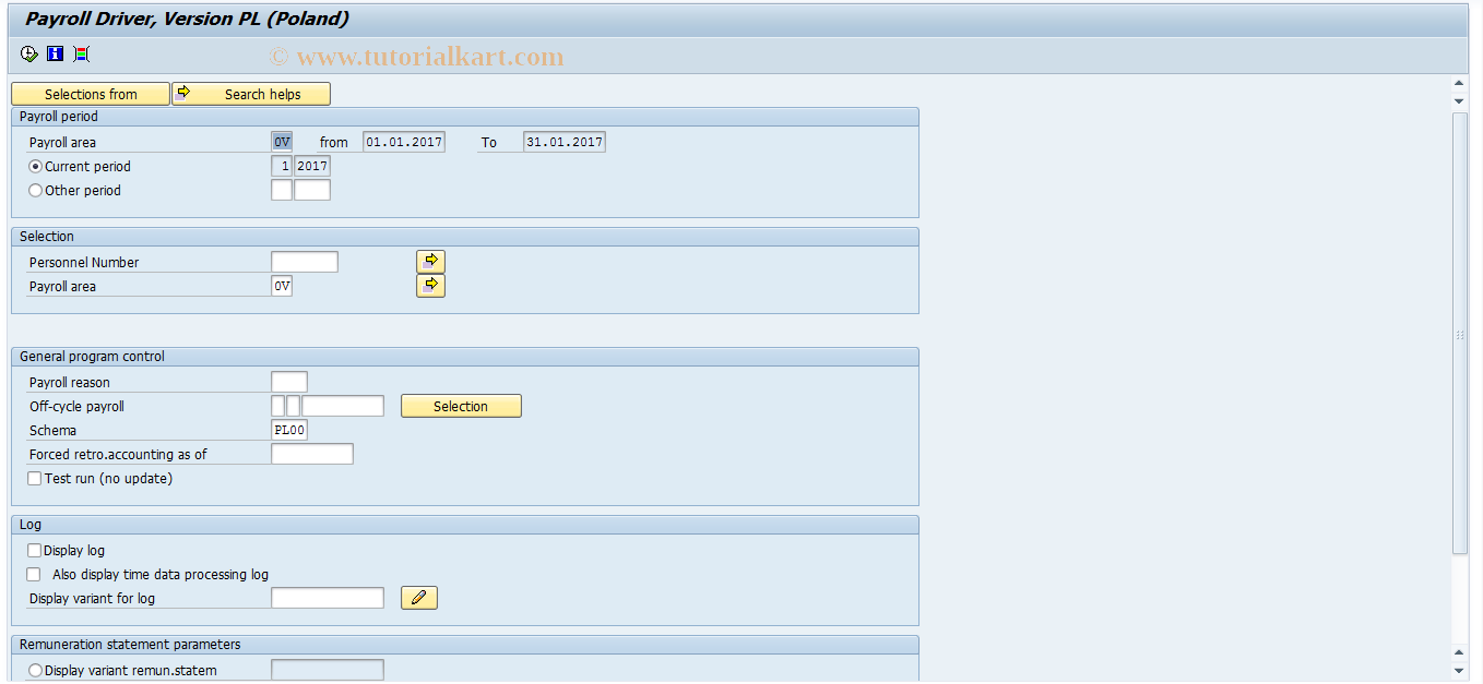 SAP TCode PC00_M46_CALC - Payroll simulation (International)