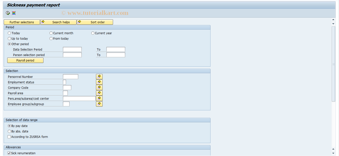 SAP TCode PC00_M46_CL4A0 - Sickness payment report