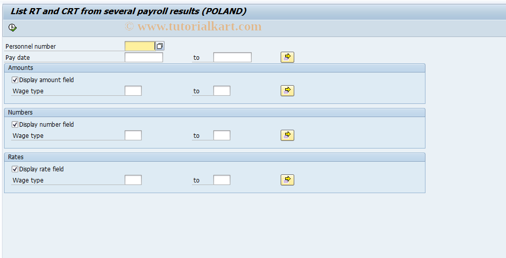 SAP TCode PC00_M46_CRT00 - List RT and CRT from several payroll