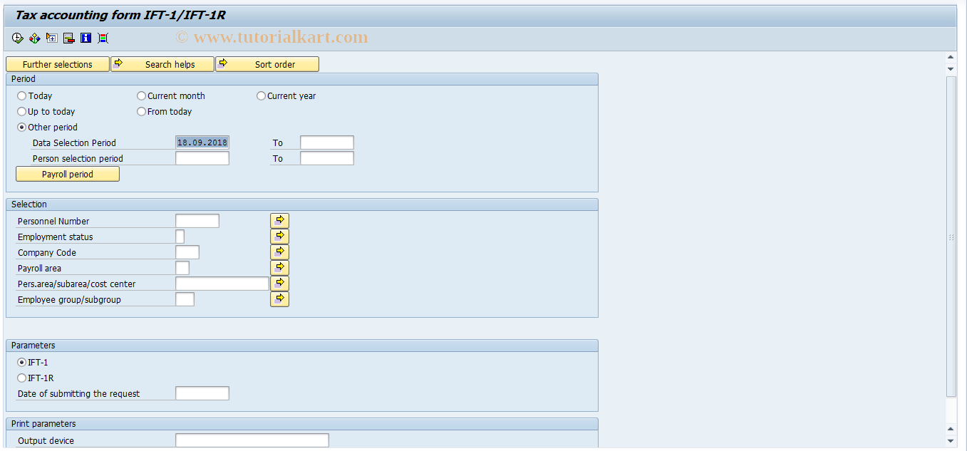 SAP TCode PC00_M46_IFT1 - Tax accounting form IFT-1/IFT-1R