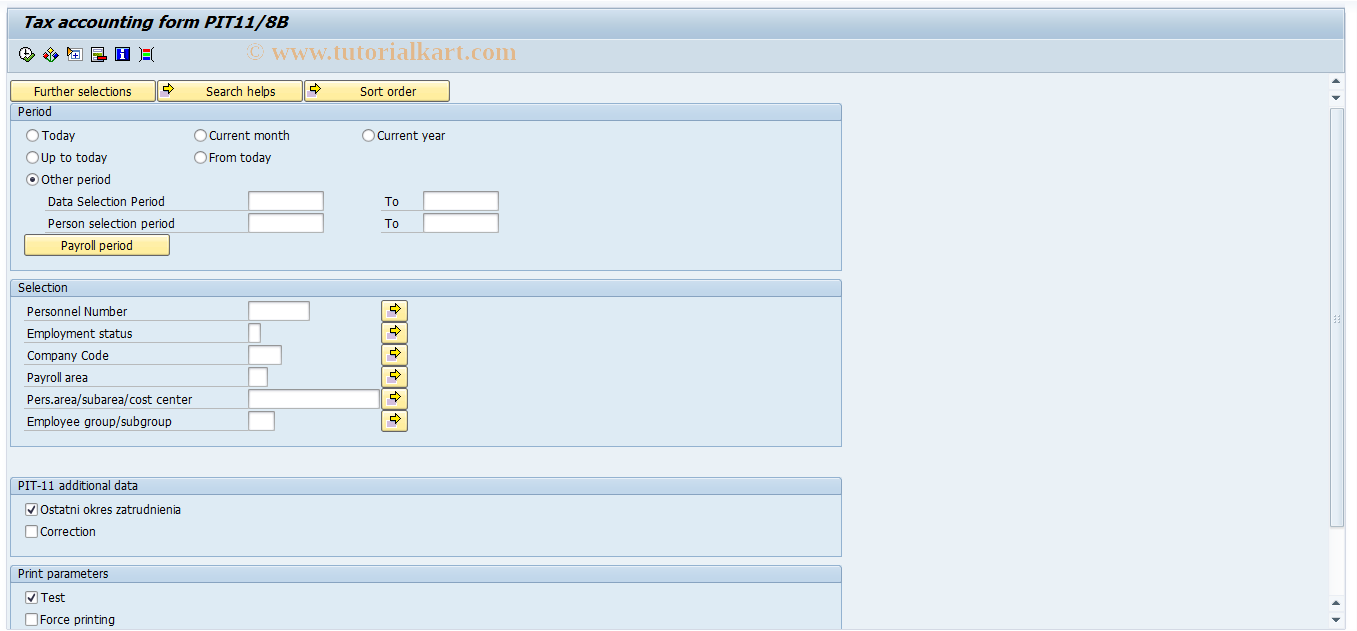 SAP TCode PC00_M46_PIT118B - Tax accounting form PIT-11/8B