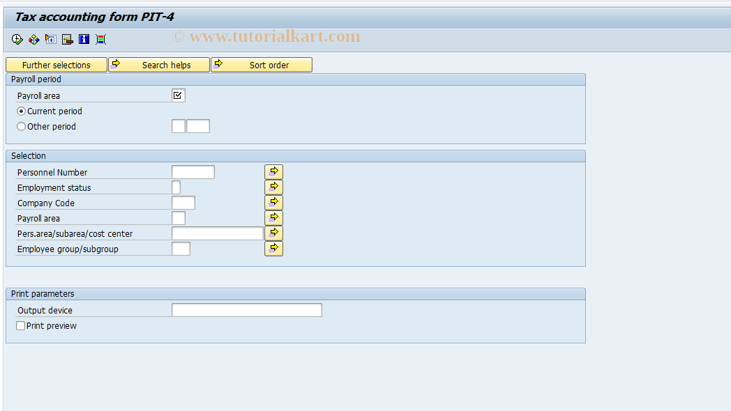 SAP TCode PC00_M46_PIT4 - Tax accounting form PIT-4