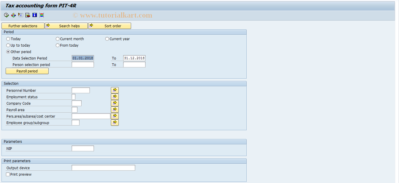 SAP TCode PC00_M46_PIT4R - Tax accounting form PIT-4R