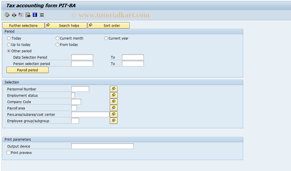 SAP TCode PC00_M46_PIT8A - Tax accounting form PIT-8A