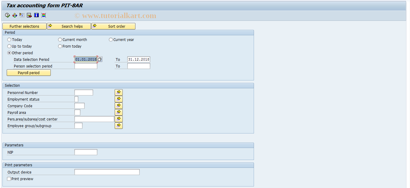 SAP TCode PC00_M46_PIT8AR - Tax accounting form PIT-8AR