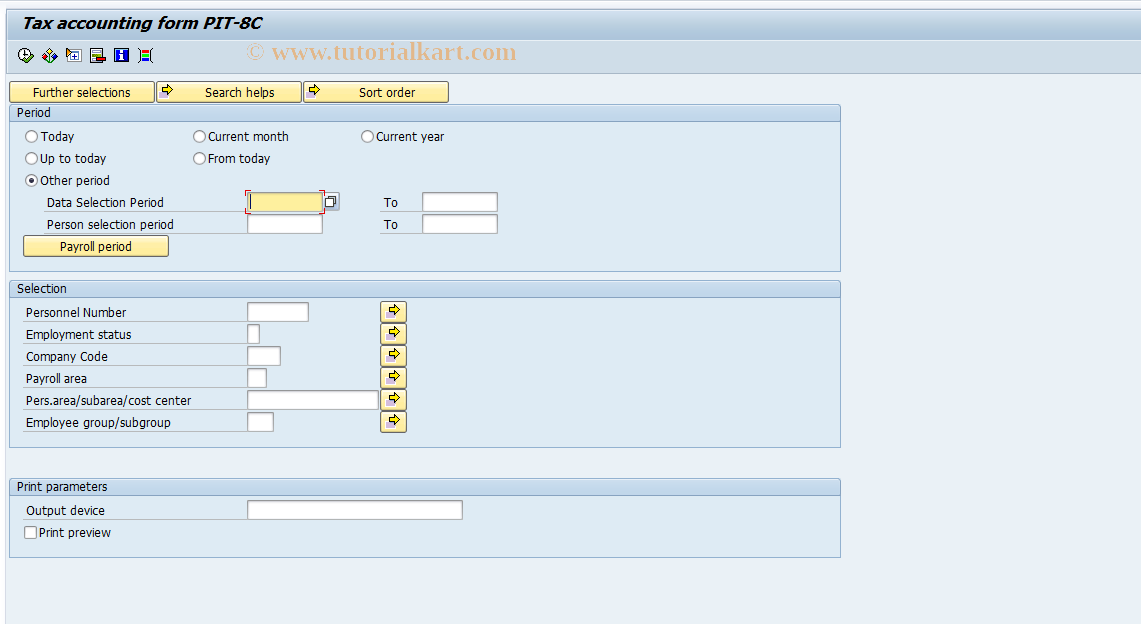SAP TCode PC00_M46_PIT8C - Tax accounting form PIT-8C