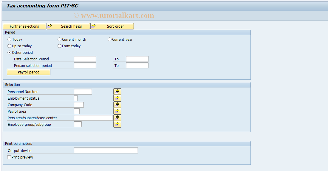 SAP TCode PC00_M46_PITR - Tax accounting form PIT-R