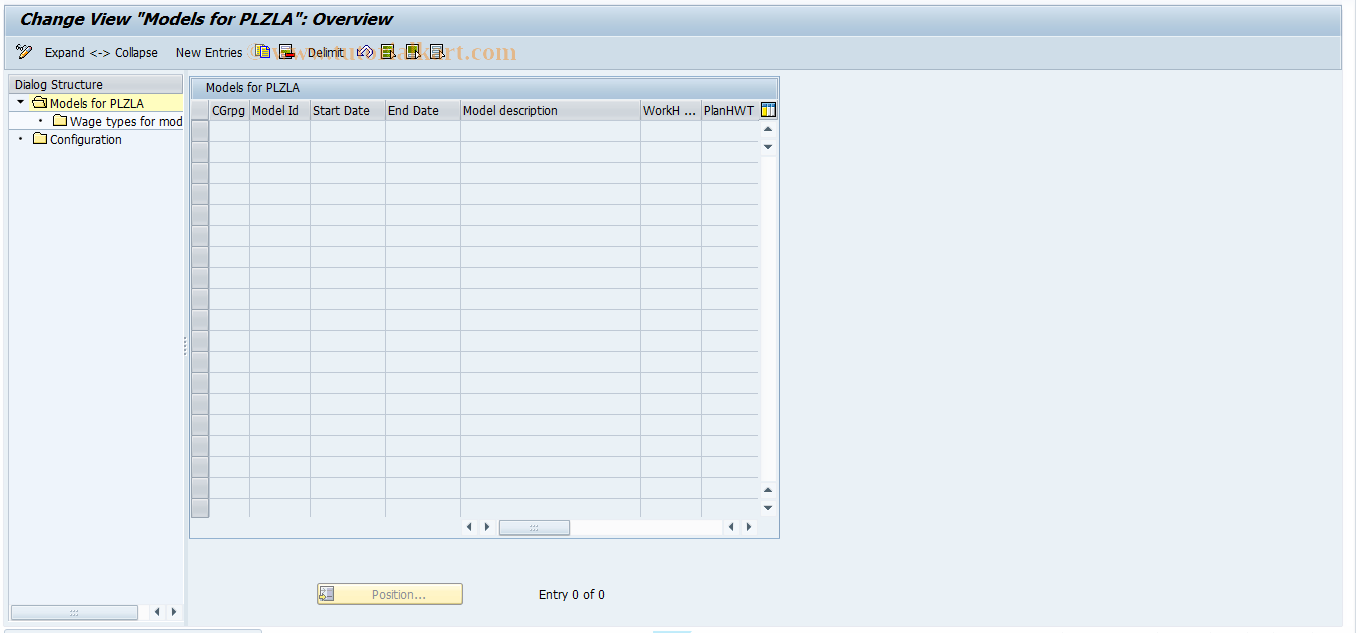 SAP TCode PC00_M46_PLZLA - Models for PLZLA