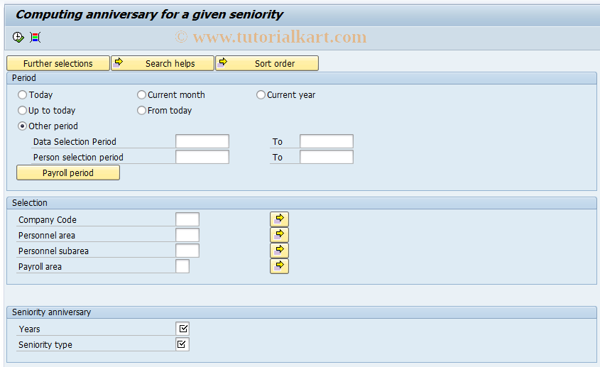 SAP TCode PC00_M46_TJUB1 - Anniv. calculation for diff. service type