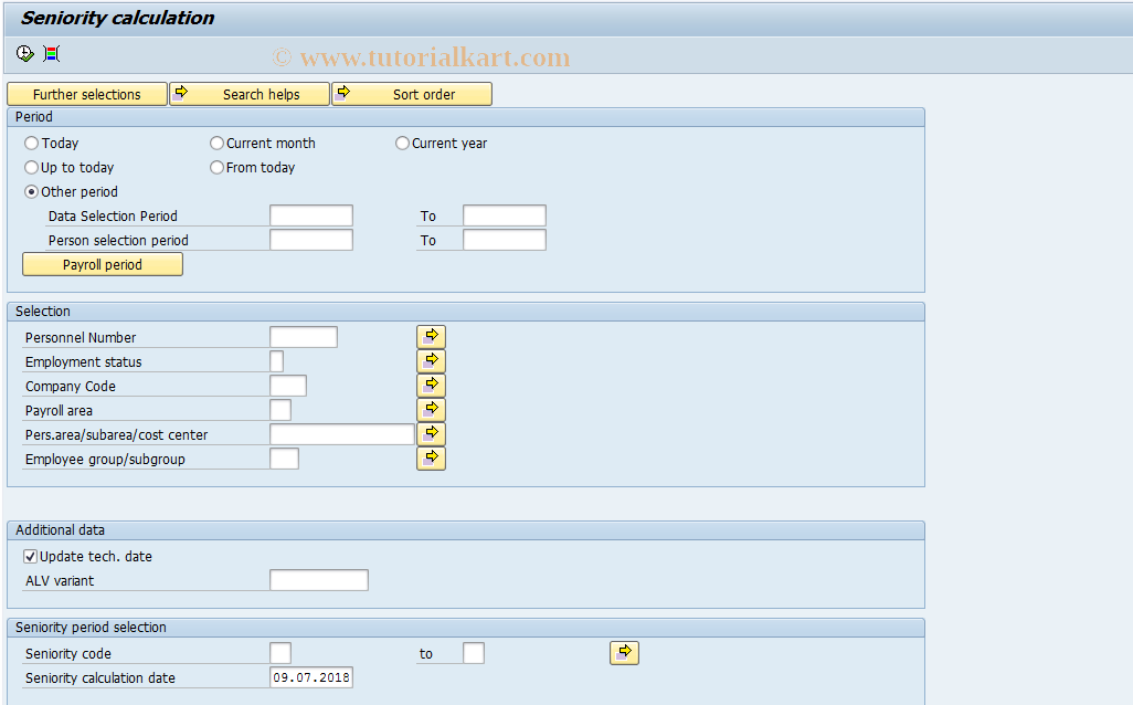 SAP TCode PC00_M46_TSEN3 - Determination of seniority