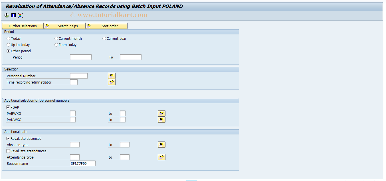 SAP TCode PC00_M46_TUPD0 - New absence/attendance record evaluation 