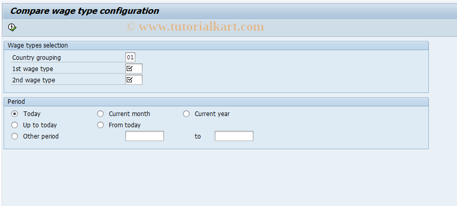 SAP TCode PC00_M46_UCWT0 - Comparison of Wage Type Configuratio