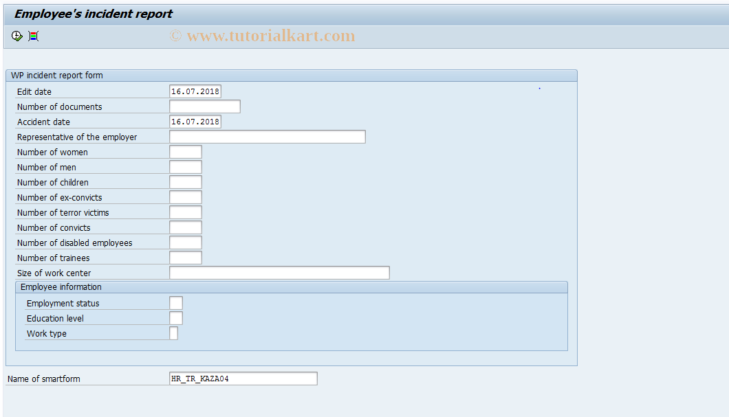 SAP TCode PC00_M47_IKB4 - Employee's accident report