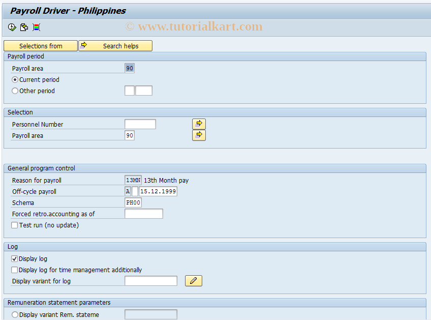 SAP TCode PC00_M48_CALC_13MN - 13th Month Bonus Runs