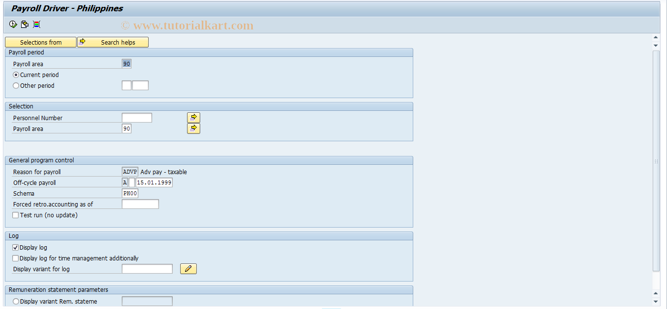 SAP TCode PC00_M48_CALC_MRWD - Off-cycle - Multiple runs with ded