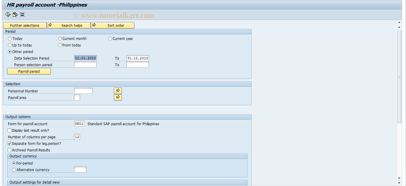 SAP TCode PC00_M48_CKTO - Payroll account - Philippines