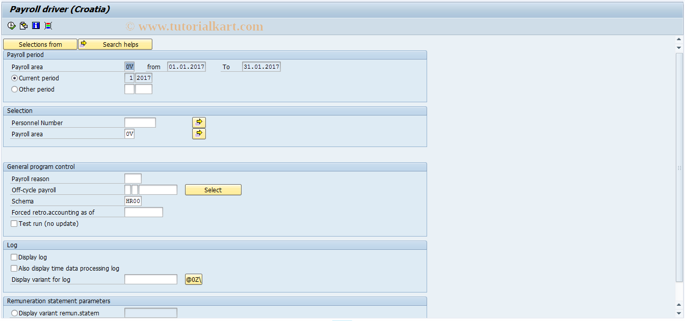 SAP TCode PC00_M58_CALC - Payroll accounting - 58