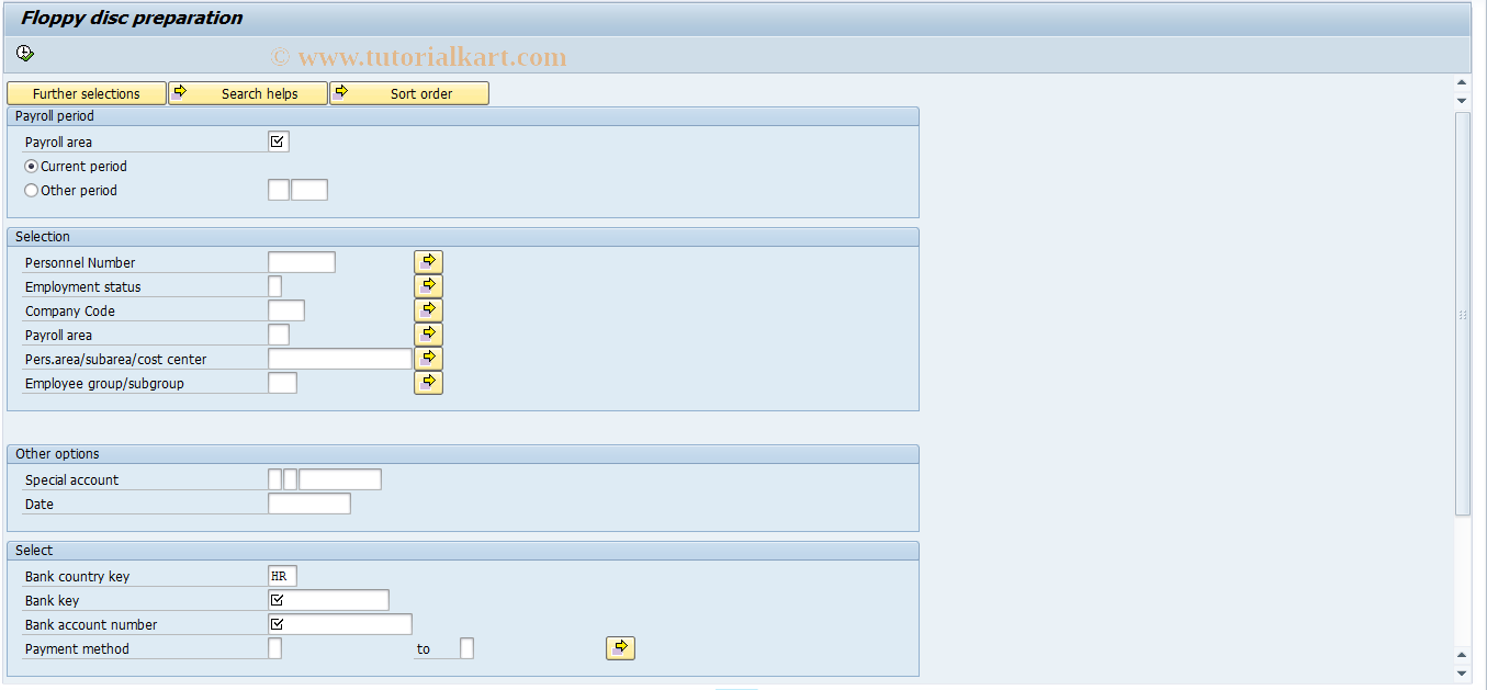 SAP TCode PC00_M58_CBL00 - Payroll Evaluation Report Bank Trans