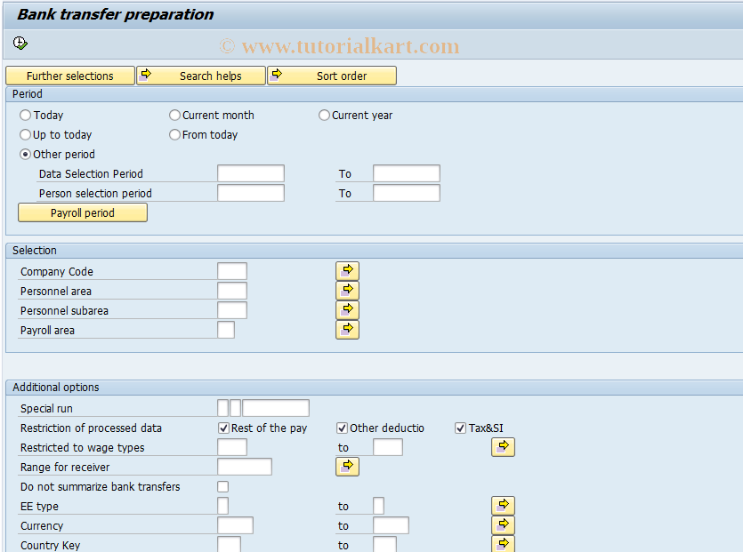 SAP TCode PC00_M58_CBT00 - Bank transfer preparation