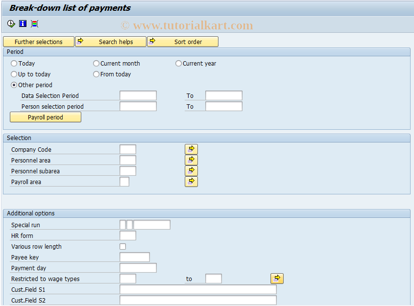 SAP TCode PC00_M58_CBT20 - Break-down list of payments