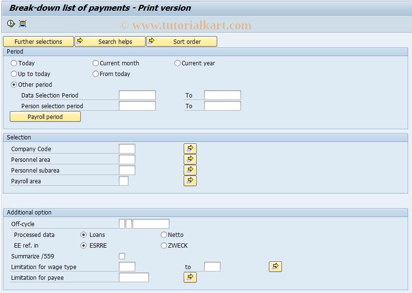 SAP TCode PC00_M58_CBT21 - Break-down lists - print version