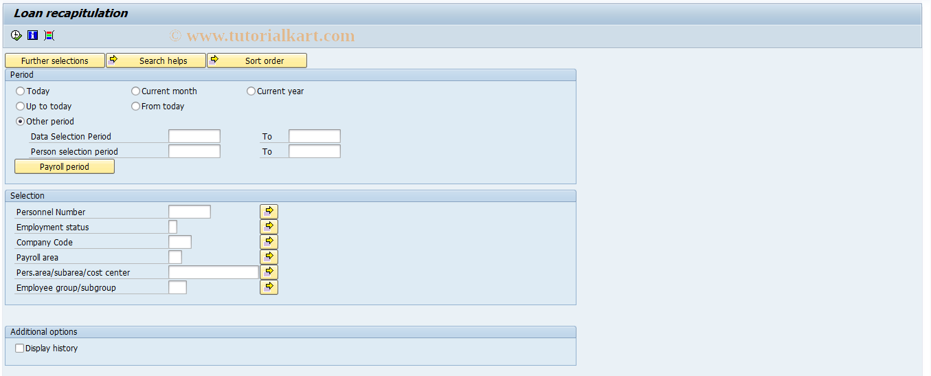 SAP TCode PC00_M58_CBT40 - Payroll Evaluation Report Debit Bala