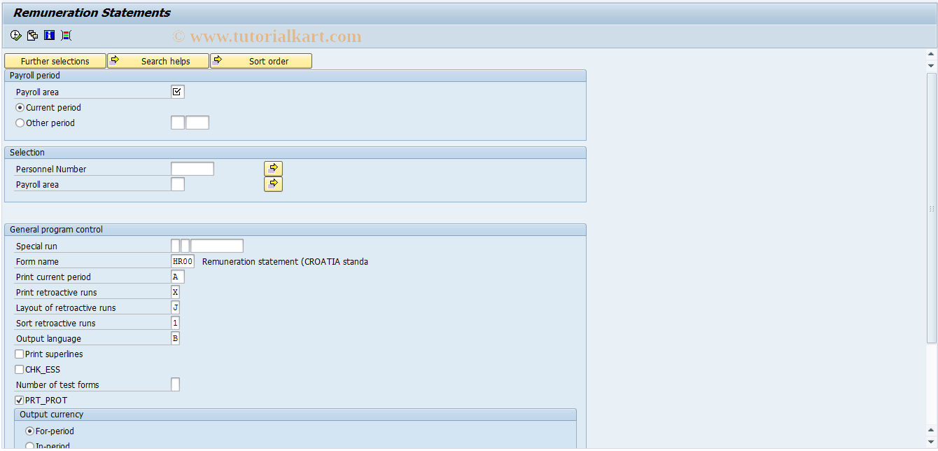 SAP TCode PC00_M58_CEDT - Remuneration statement Croatia