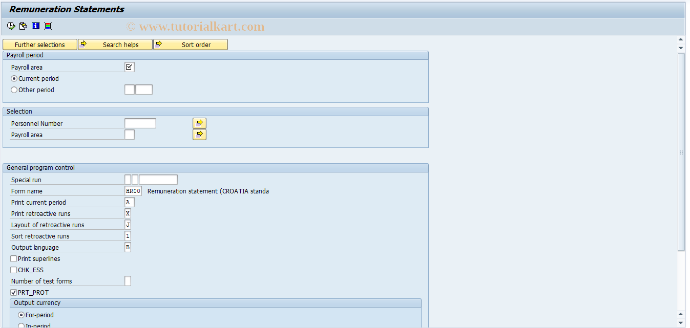 SAP TCode PC00_M58_CEDT0 - Remuneration Statements