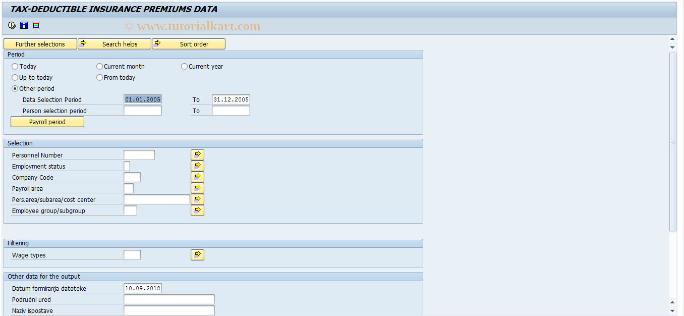 SAP TCode PC00_M58_CETF1 - PODACI O POREZNO PRIZNATIM PREMIJAMA