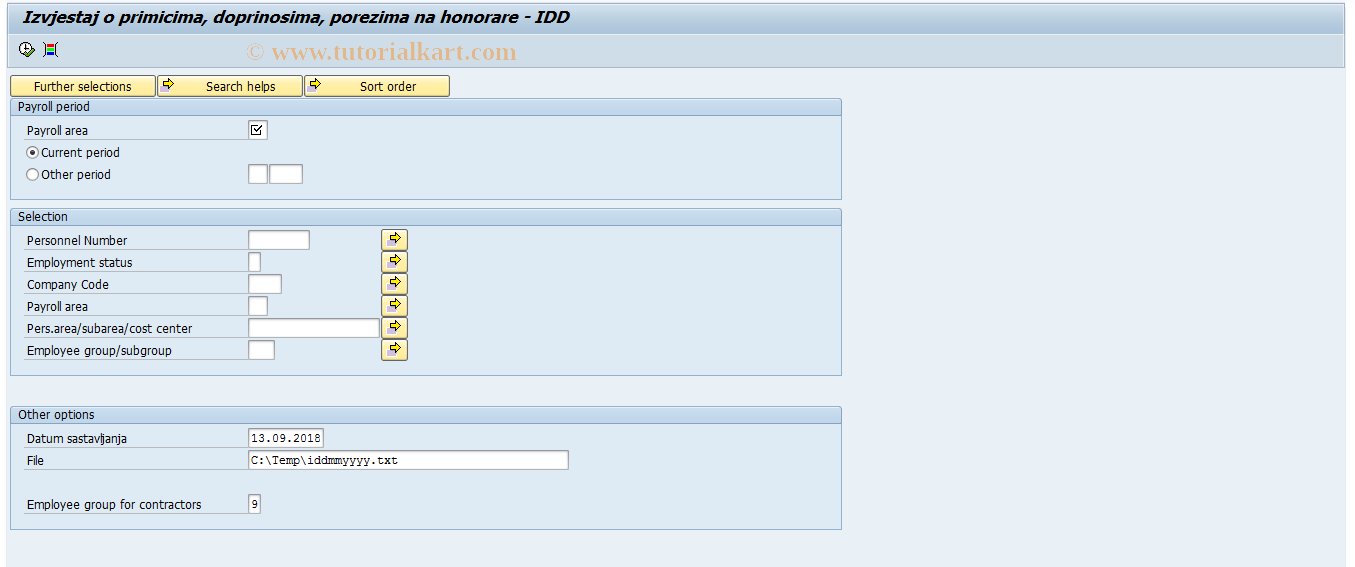 SAP TCode PC00_M58_CHIDD - PY Evaluation Report ID Accounted &