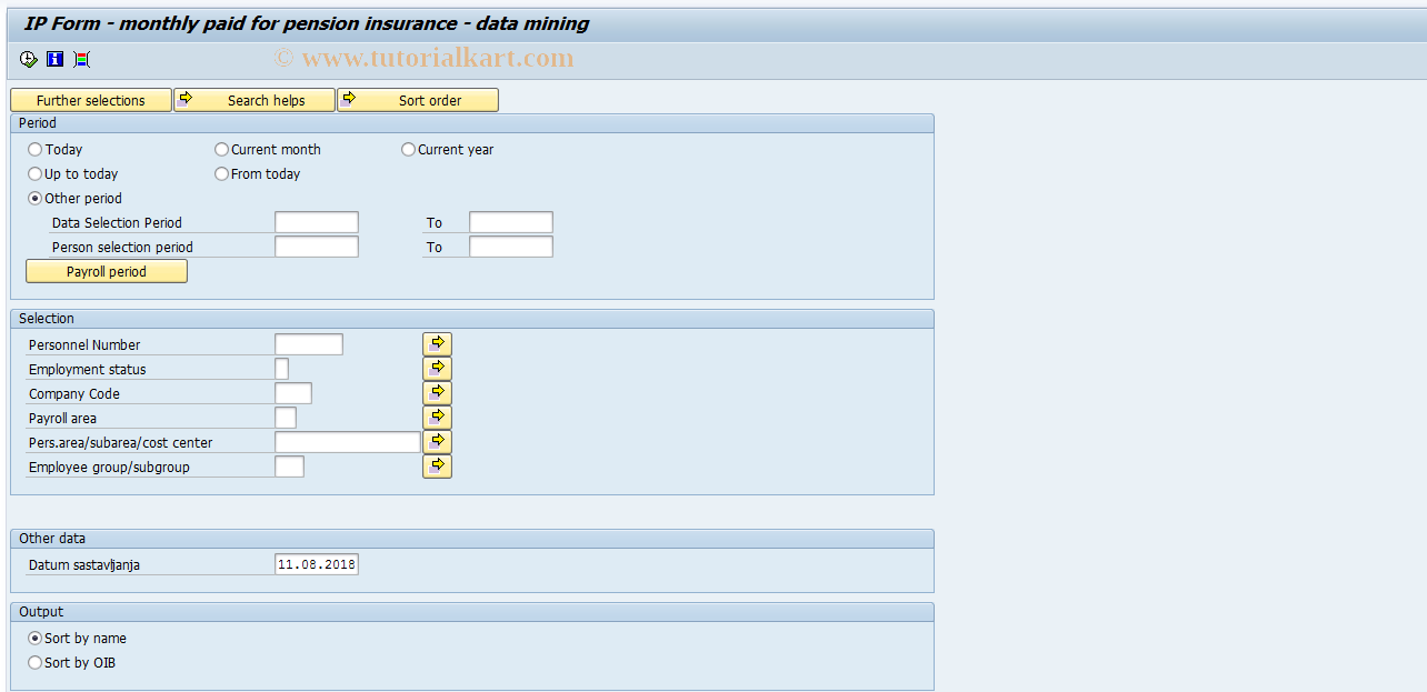 SAP TCode PC00_M58_CIP00 - IP obrazac - data mining