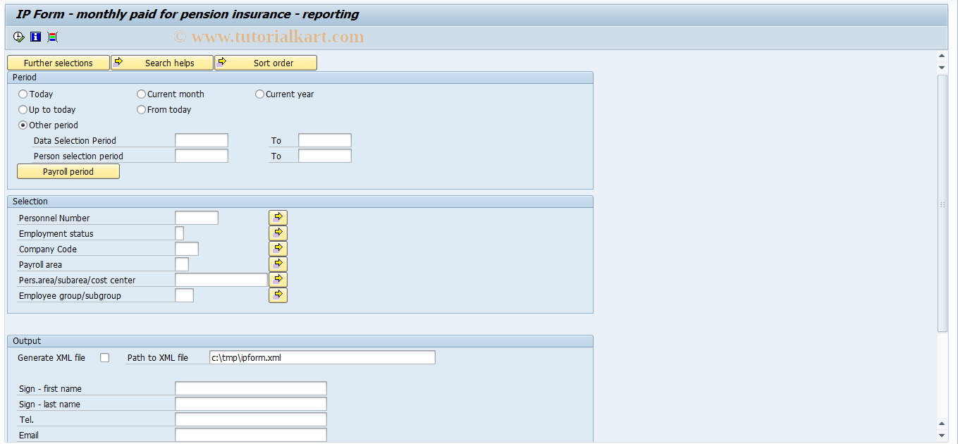 SAP TCode PC00_M58_CIP01 - IP obrazac - report output