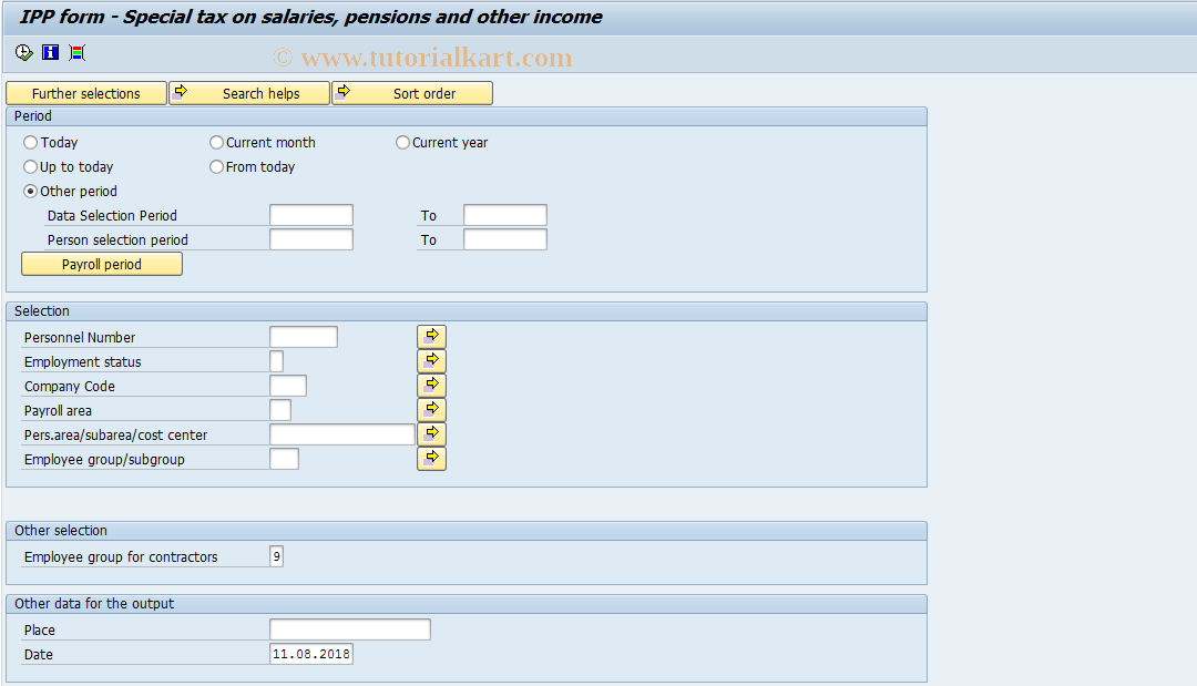 SAP TCode PC00_M58_CIPP0 - IPP form - special tax report