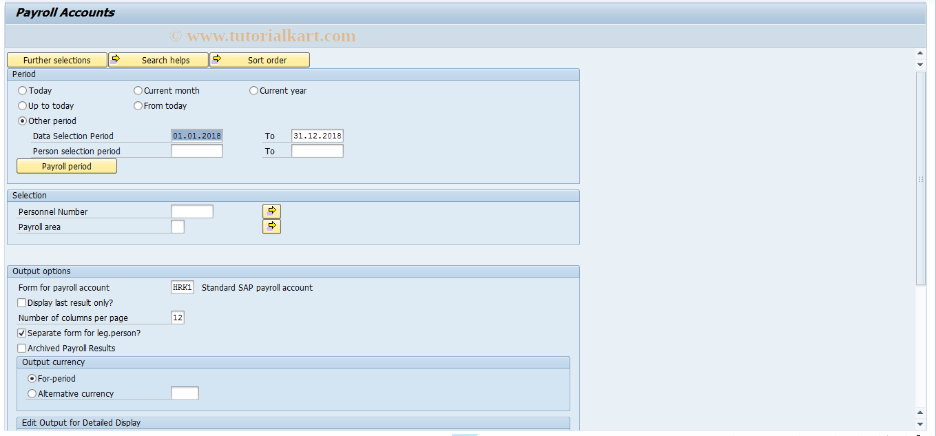 SAP TCode PC00_M58_CKTO0 - Payroll Accounts