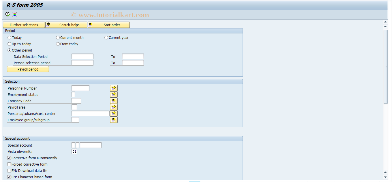 SAP TCode PC00_M58_COBR2 - R-S obrazac 2005