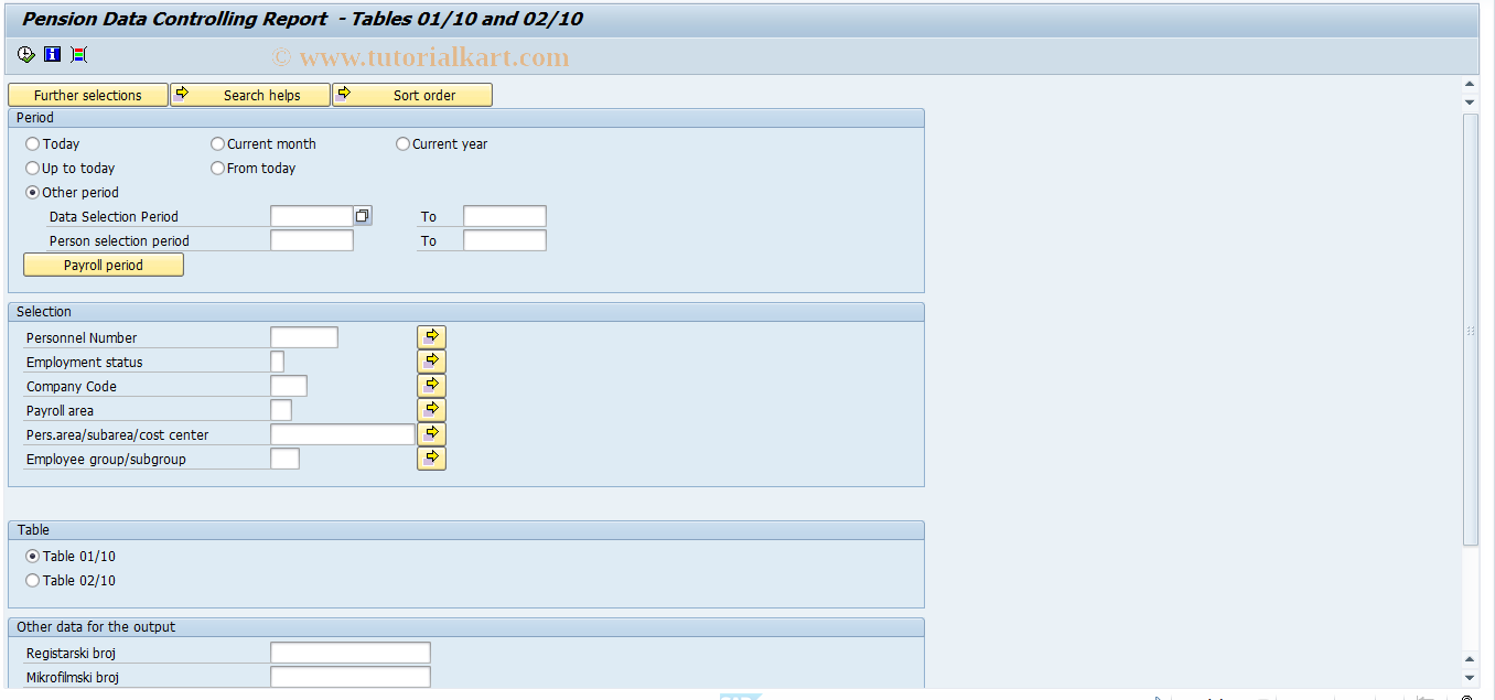 SAP TCode PC00_M58_CPDC1 - Pension Data Controlling Reports