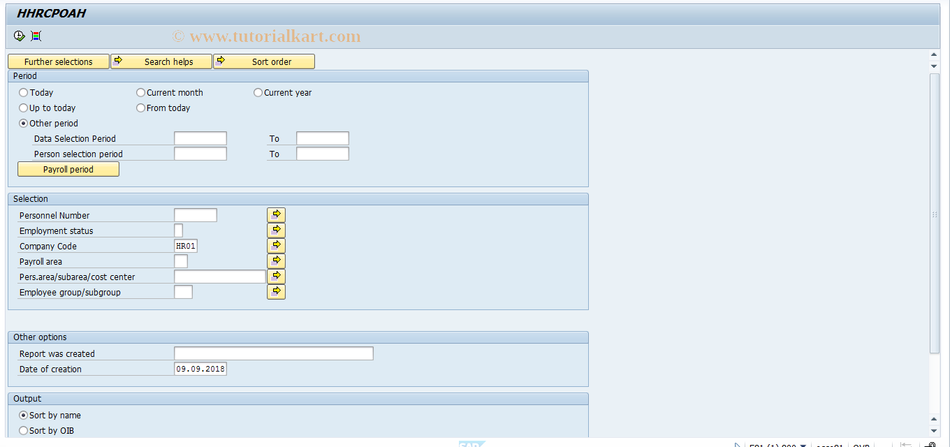 SAP TCode PC00_M58_CPOAH - Payments certificate