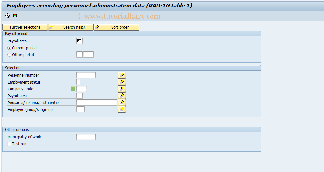 SAP TCode PC00_M58_CR1G1 - RAD 1G Table 1
