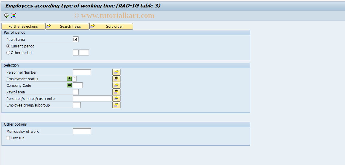 SAP TCode PC00_M58_CR1G3 - RAD 1G Table 3